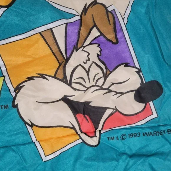 Vintage 90s Warner Bros Looney Tunes Sleeping Bag 1993 Bugs Taz Daffy Yosemite - Picture 11 of 15